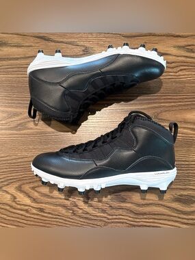 Size 10 Nike Air Jordan 10 TD Mid Football Cleats Black White CQ2073-001